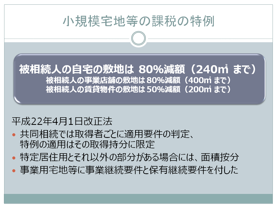 小規模宅地等の課税の特例